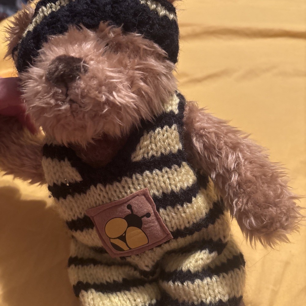 1997 Bit O Honey Ganz Buggable Bee Teddy Bear Knitted Sweater & Hat & wings - Picture 7 of 7